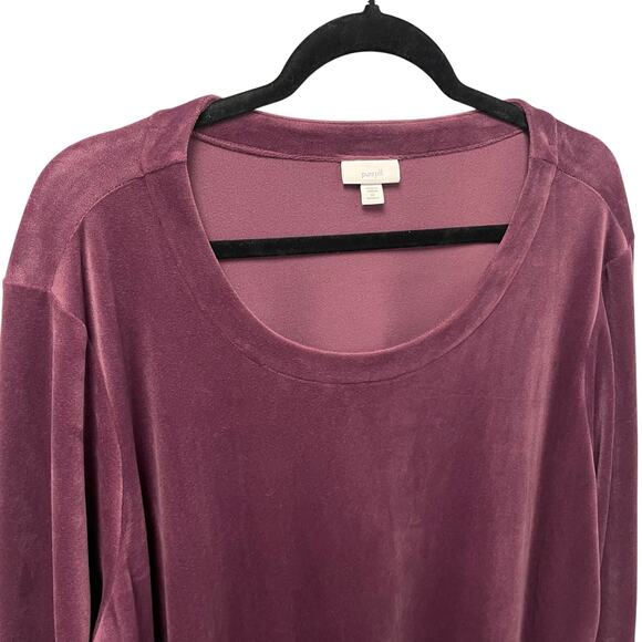 J. Jill Pure Jill Long Sleeve Velour Dress in Huckleberry Purple Womens 3X - Picture 2 of 6